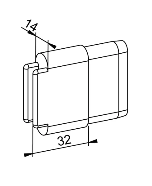 Endstabgleiter 32x14 mm, transparent