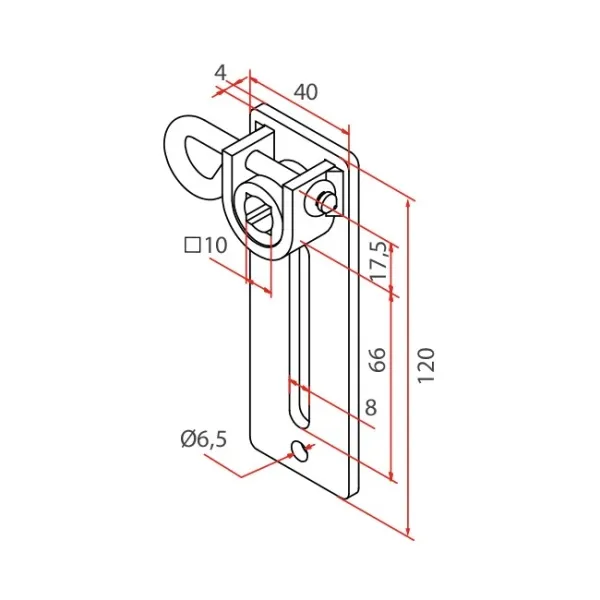 Motorlager regulierbar mit Innenvierkant 10mm, lösbar