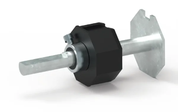 Getriebe Anschlussstück SW 60, Durchmesser 15mm auf 12mm abgeflacht