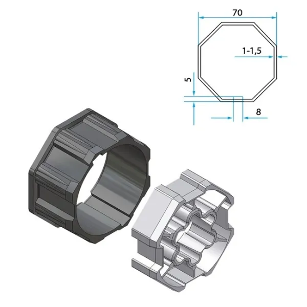 Adapter+Mitnehmer Achtkant 70mm