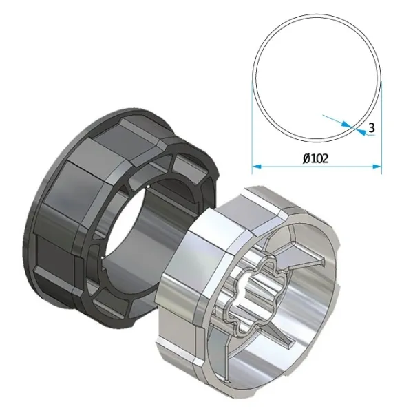 Adapter+Mitnehmer Rundrohr 102mm