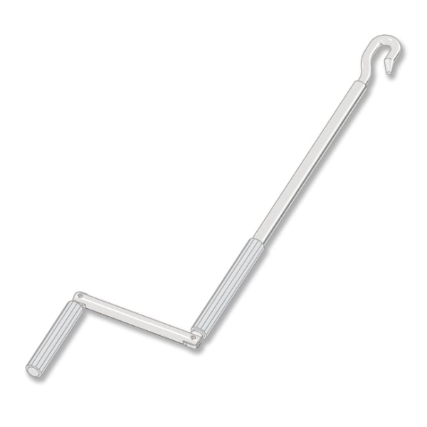 Kurbelgestänge mit Haken - Länge 1500 mm, Farbe silber