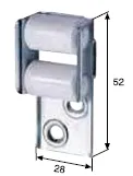 Mini-Doppelleitrolle mit weißen Rollen, bis 18mm Gurt