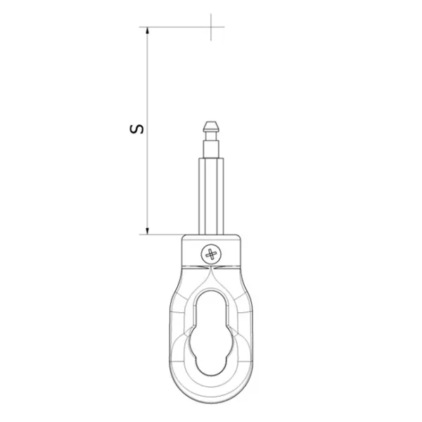 Öse mit 6kt.8mm VZN mit INOX Schraube, Ösenlänge 55mm, Farbe reinweiß (ähnl. RAL 9010) zu Kegelradgetriebe 4,6:1