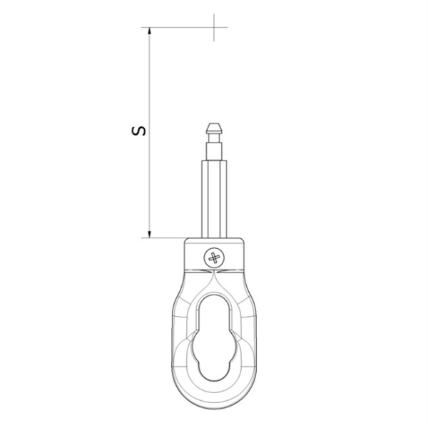 Öse mit 6kt.8mm VZN mit INOX Schraube, Ösenlänge 110mm, Farbe grau (ähnl. RAL 7035) zu Kegelradgetriebe 4,6:1