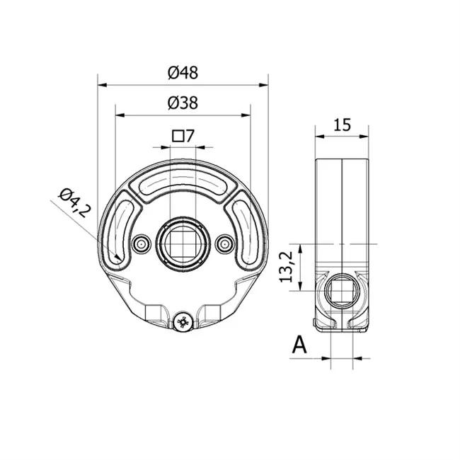 Schneckengetriebe 3,3:1 ohne AB, AN 6Kt.6mm-AB 4Kt.7mm