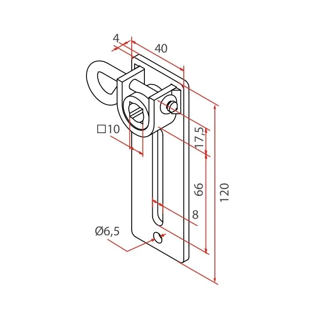 Motorlager regulierbar mit Innenvierkant 10mm, lösbar