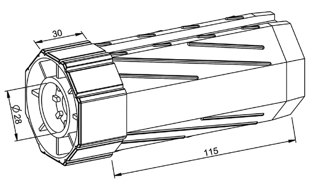 Walzenkappe SW 60 für innenliegendes Kugellager, 145 mm lang