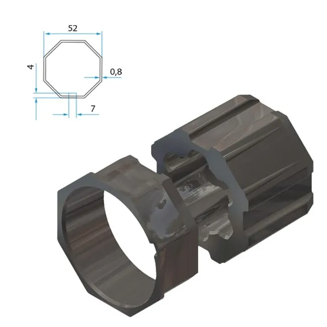 Adapter+Mitnehmer Achtkant 52mm