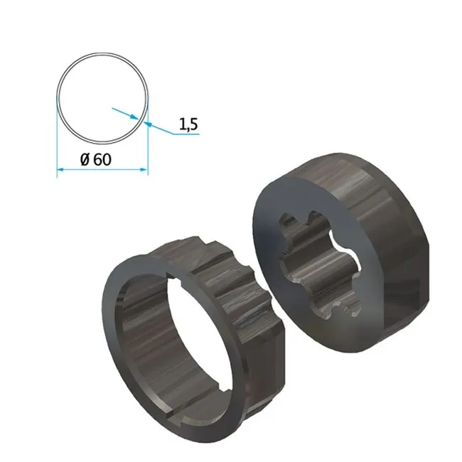 Adapter+Mitnehmer Rundrohr 60 mm