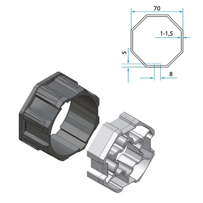 Adapter+Mitnehmer Achtkant 70mm