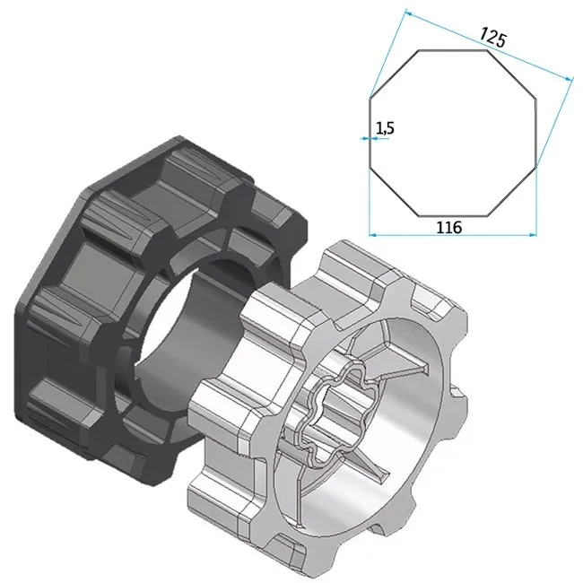 Adapter+Mitnehmer Achtkant 125mm