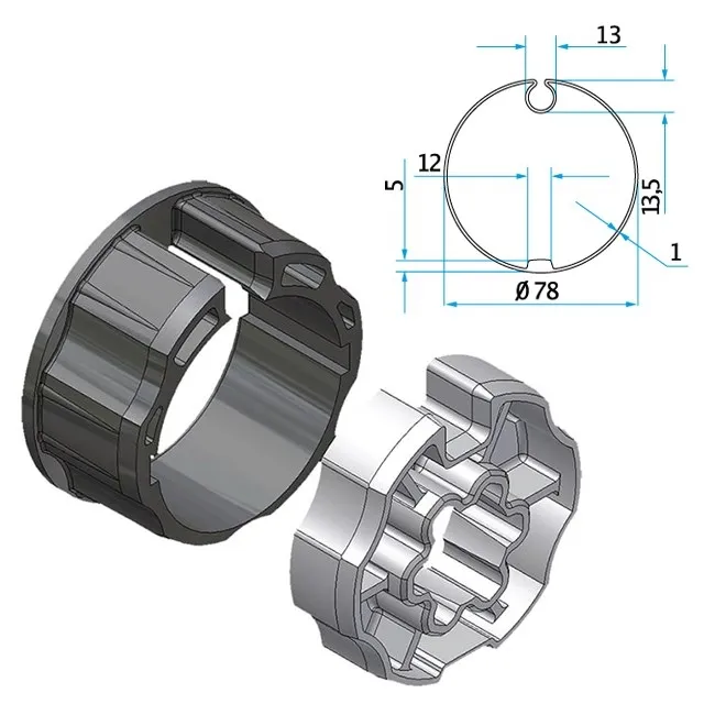 Adapater+Mitnehmer Nutrohr 78mm
