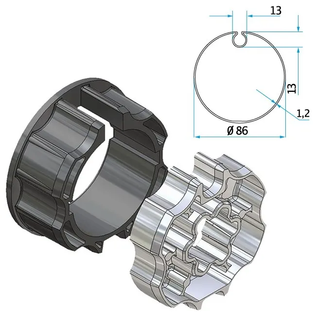 Adapter+Mitnehmer Nutrohr 85 mm