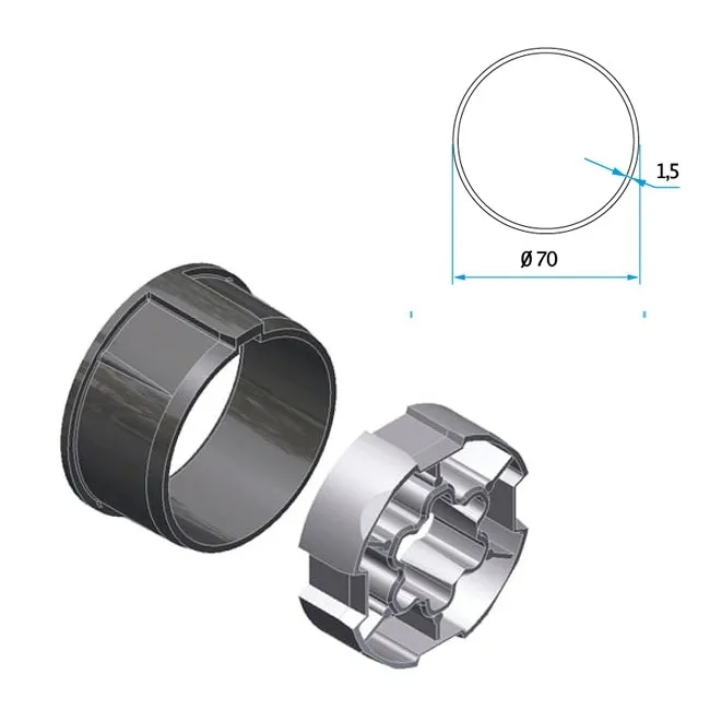 Adapter+Mitnehmer Rundrohr 70mm