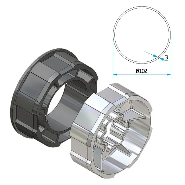 Adapter+Mitnehmer Rundrohr 102mm
