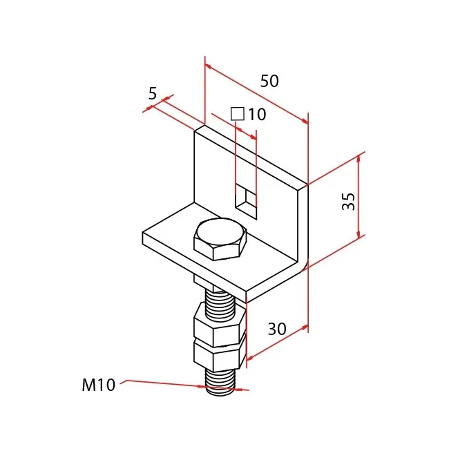 Motorlager regulierbar, innen 4Kt. 10mm