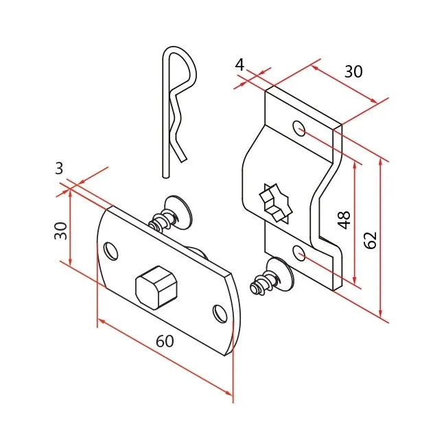 Motorlager Omega mit Vierkantbolzen 10mm, durchgehende Bohrungen für Kunststoff-Motorkopf