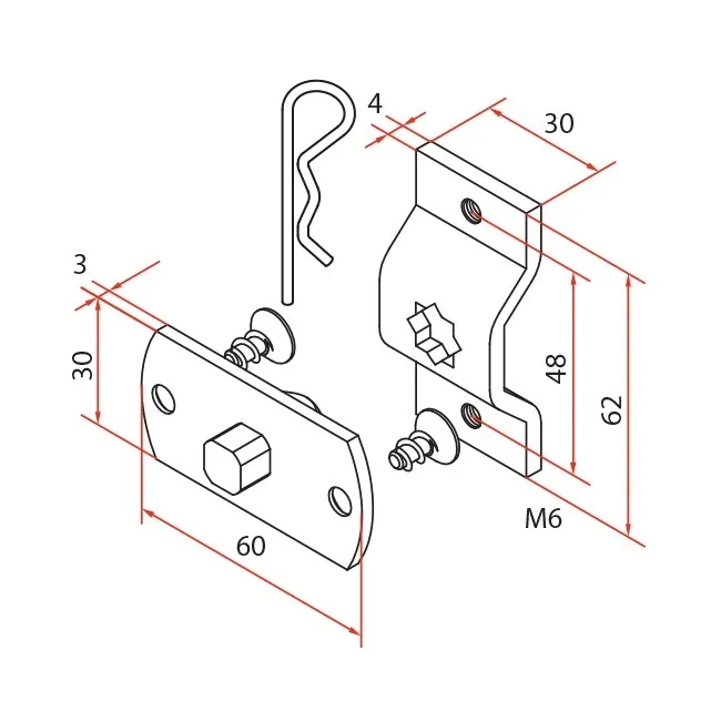 Motorlager Omega mit Vierkantbolzen 10mm, mit M6 Gewinde für Kunststoff-Motorkopf