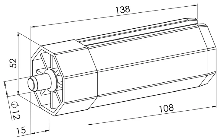 Walzenkapsel SW 50 mit 12 mm Stift außen