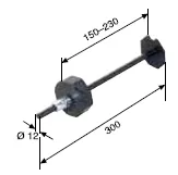 Wellenbolzen, verstellbarfür Stahlwelle SW 70, Verstellbereich 150-250 mm