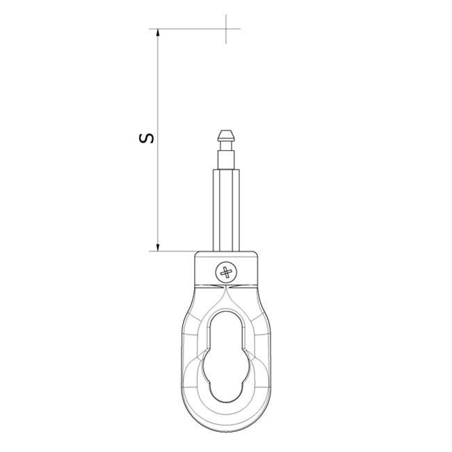 Öse mit 6kt.8mm VZN mit INOX Schraube, Ösenlänge 110mm, Farbe grau (ähnl. RAL 7035) zu Kegelradgetriebe 4,6:1
