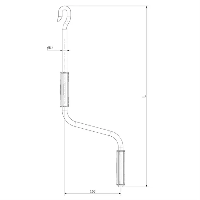 Markisenkurbel ø14x1,2mm, pulverbeschichtet in Farbe silber, Länge 100cm