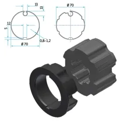 Adapter+Mitnehmer Nutrohr 70 mm