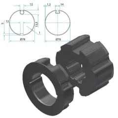 Adapter+Mitnehmer Nutrohr 78 mm