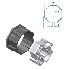 Adapter+Mitnehmer Achtkant 70mm