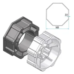 Adapter+Mitnehmer Achtkant 102 mm
