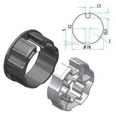 Adapater+Mitnehmer Nutrohr 78mm