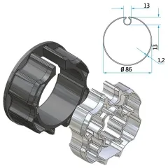 Adapter+Mitnehmer Nutrohr 85 mm