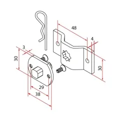 Motorlager Omega mit Vierkant 10mm, durchgehende Bohrungen