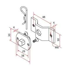 Motorlager Omega mit Vierkant 10mm, mit M6 Gewinde