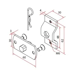 Motorlager Omega mit Vierkantbolzen 10mm, mit M6 Gewinde für Metall-Motorkopf