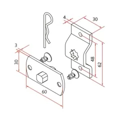 Motorlager Omega mit Vierkantbolzen 10mm, durchgehende Bohrungen für Kunststoff-Motorkopf