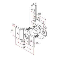 Motorlager Omega mit Vierkantbolzen 16 mm