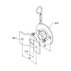 Motorlager Omega mit Vierkantbolzen 16mm passend zu Motor mit Nothandkurbel